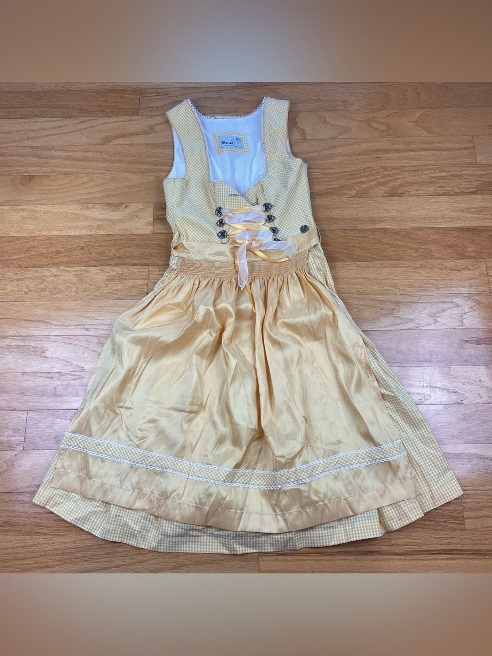 MARJO TRACHTEN DIRNDL OKTOBERFEST Women’s Folk Dress w/ Apron Yellow Gingham